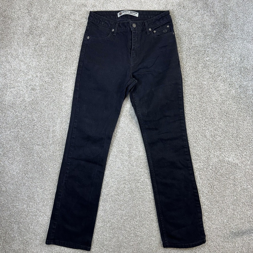 Harley Davidson Bootcut Jeans Womens 8L Black Mid Rise Moto Denim 99011-05VL